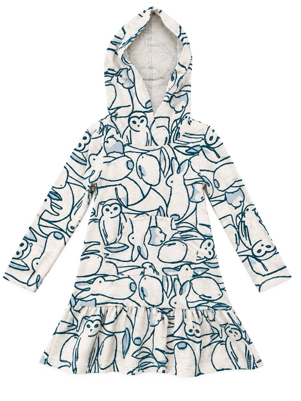 Tea Collection Hooded Animal Print Dress Size 6 Cotton Kangaroo Pocket